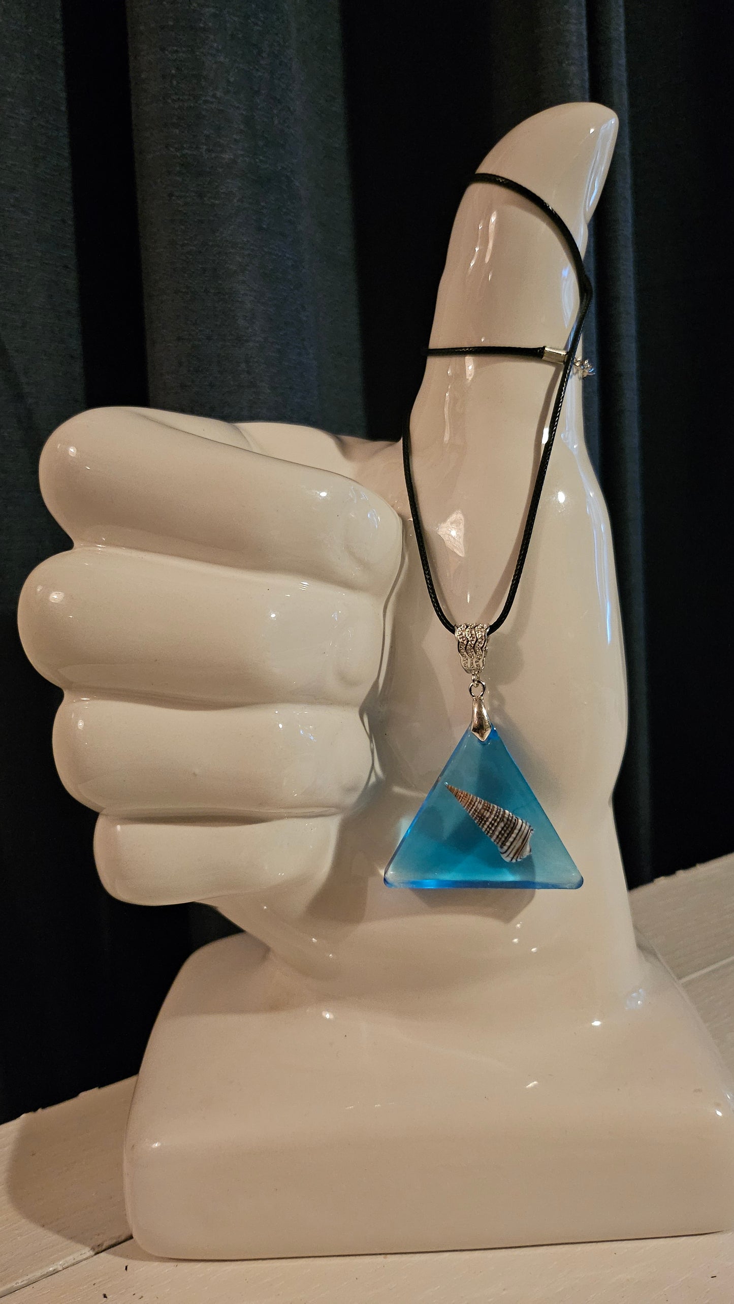 Large Triangle Shell Pendant (Handmade with Resin)