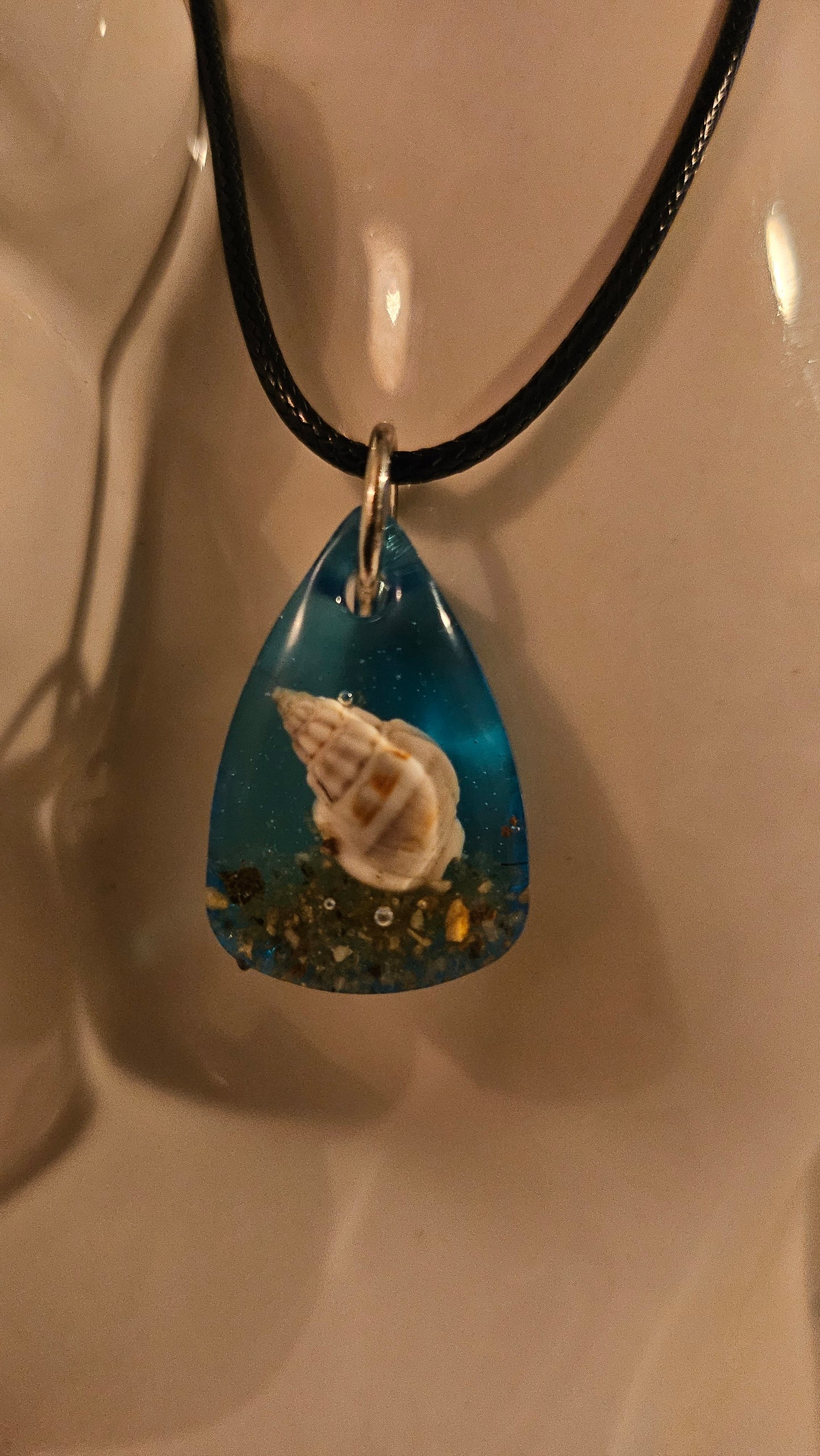 Small Teardrop Pendant with Shell