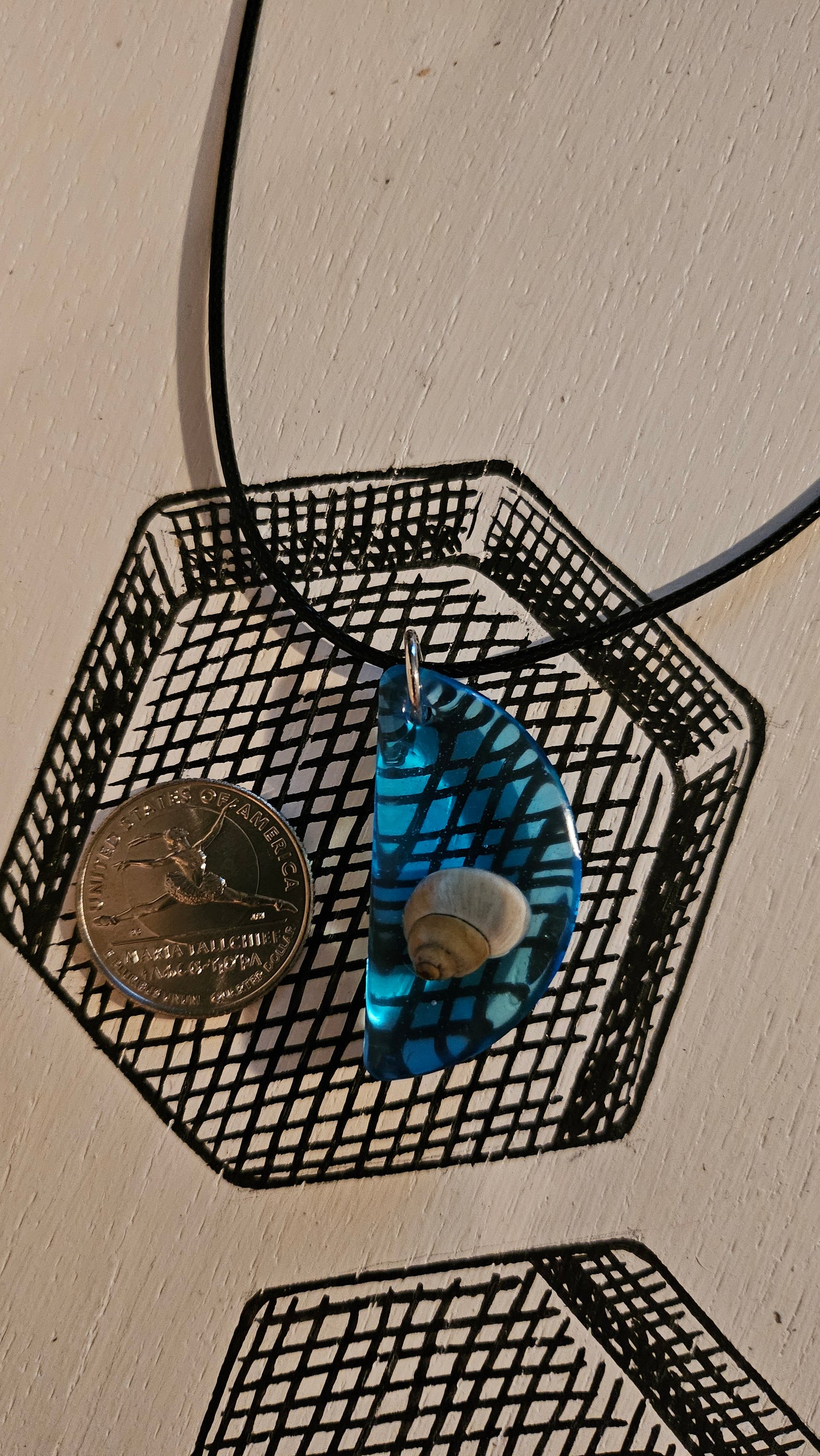 Semicircle Shell Pendant (Handmade with Resin)