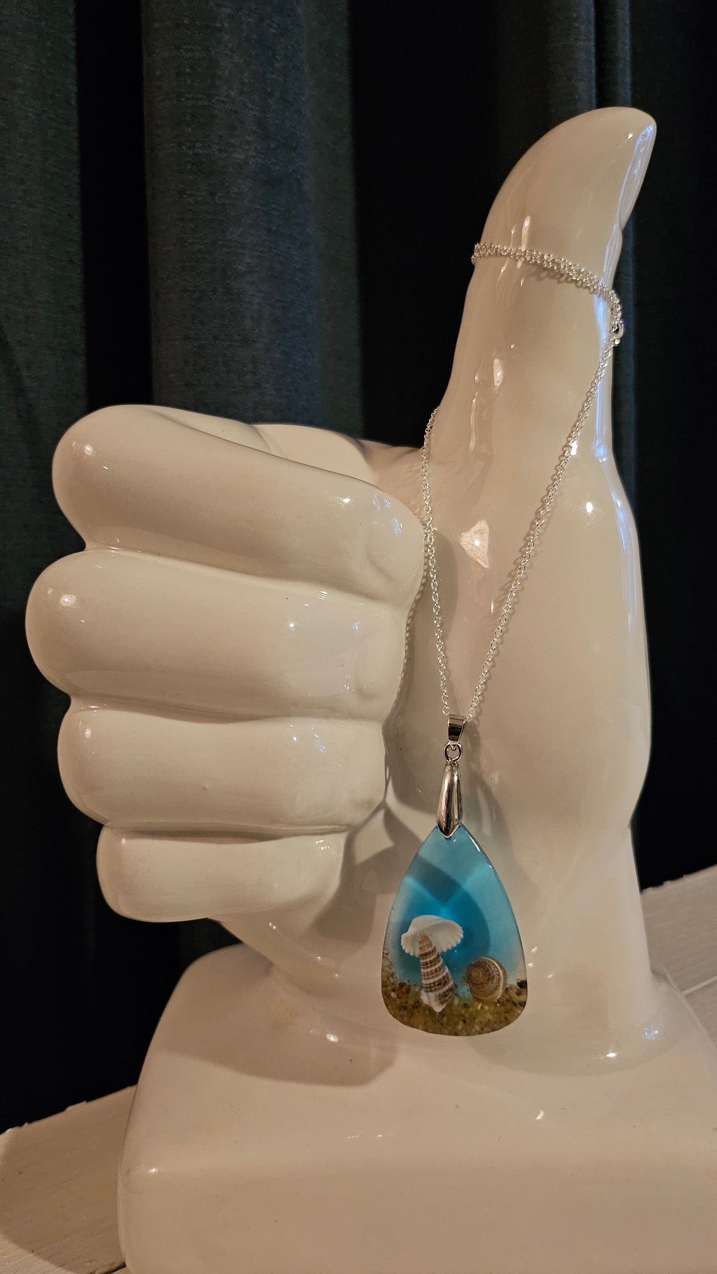 Large Teardrop Multi-Shell Pendant (Handmade with Resin)