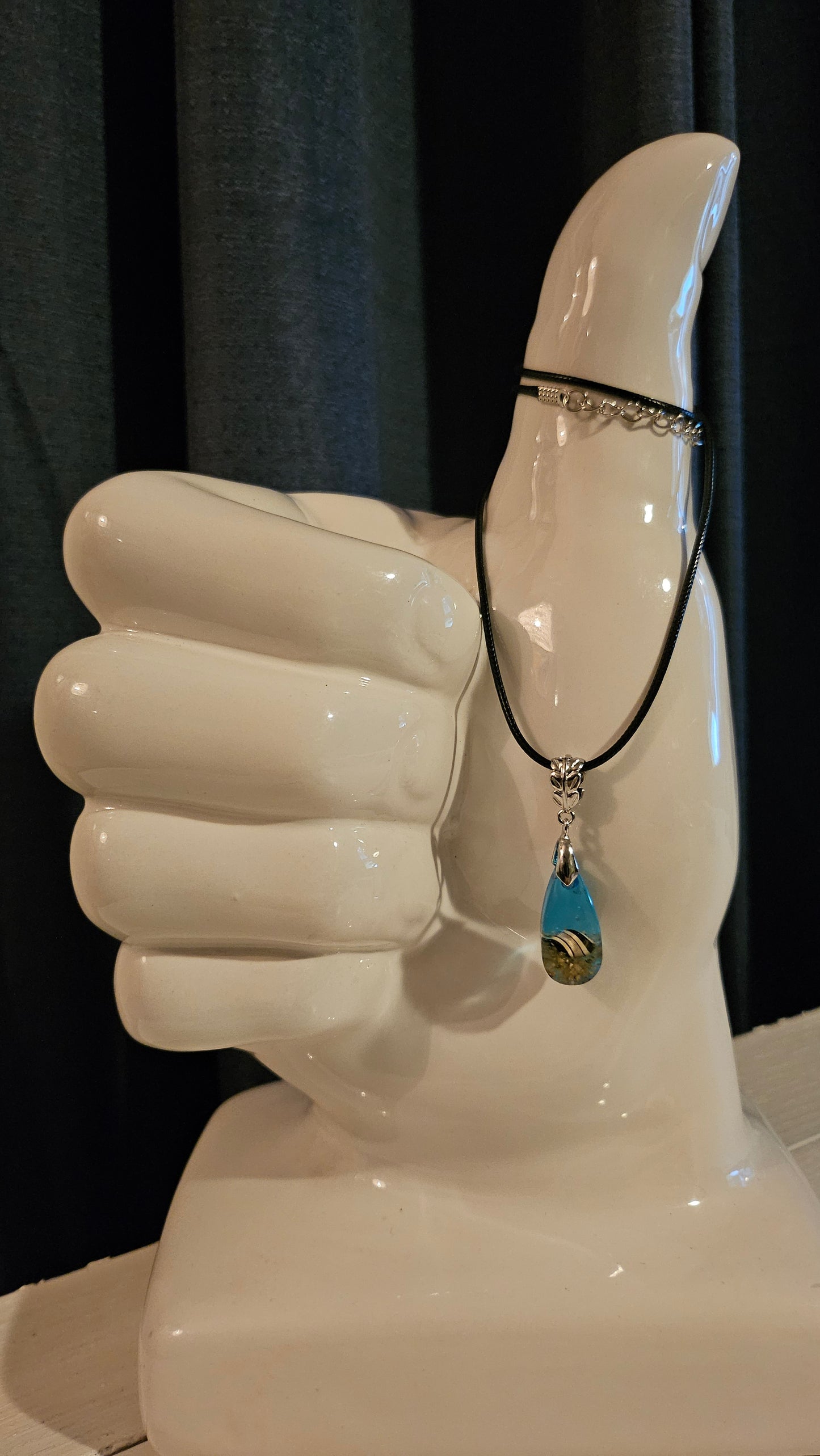 Tiny Teardrop Shell Pendant (Handmade with Resin)