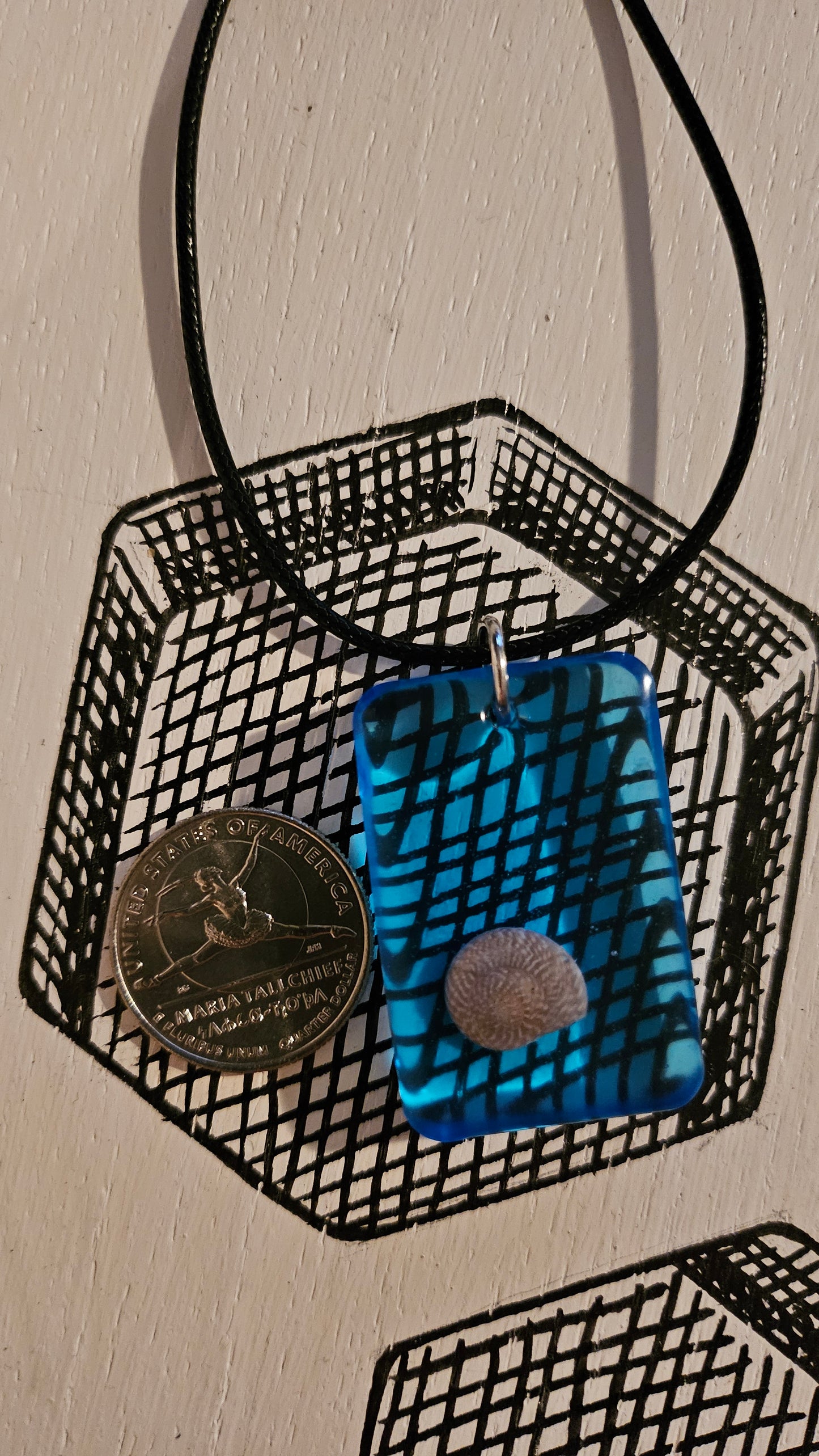 Rectangle Shell Pendant (Handmade with Resin)