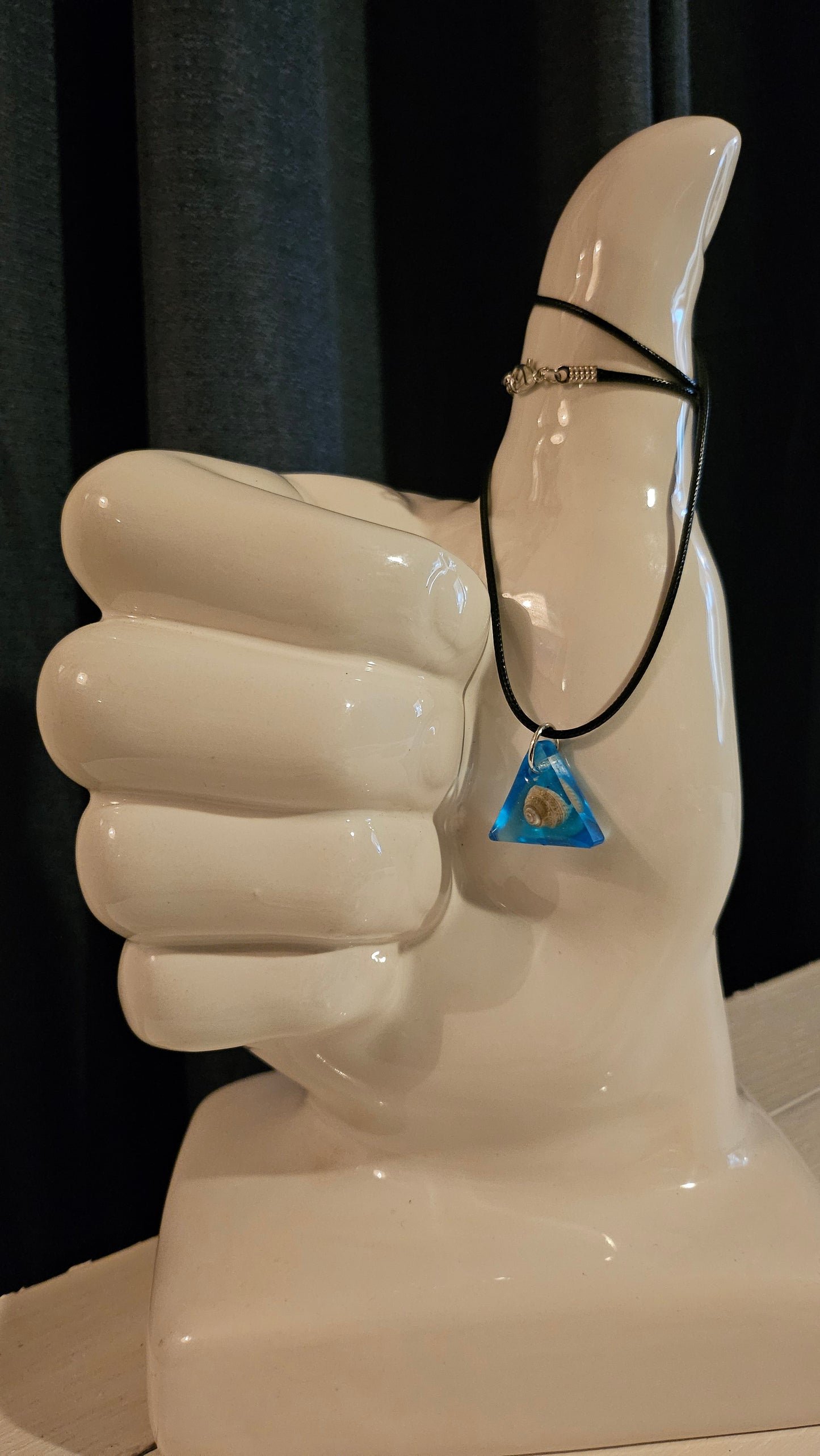 Tiny Triangle Shell Pendant (Handmade with Resin)