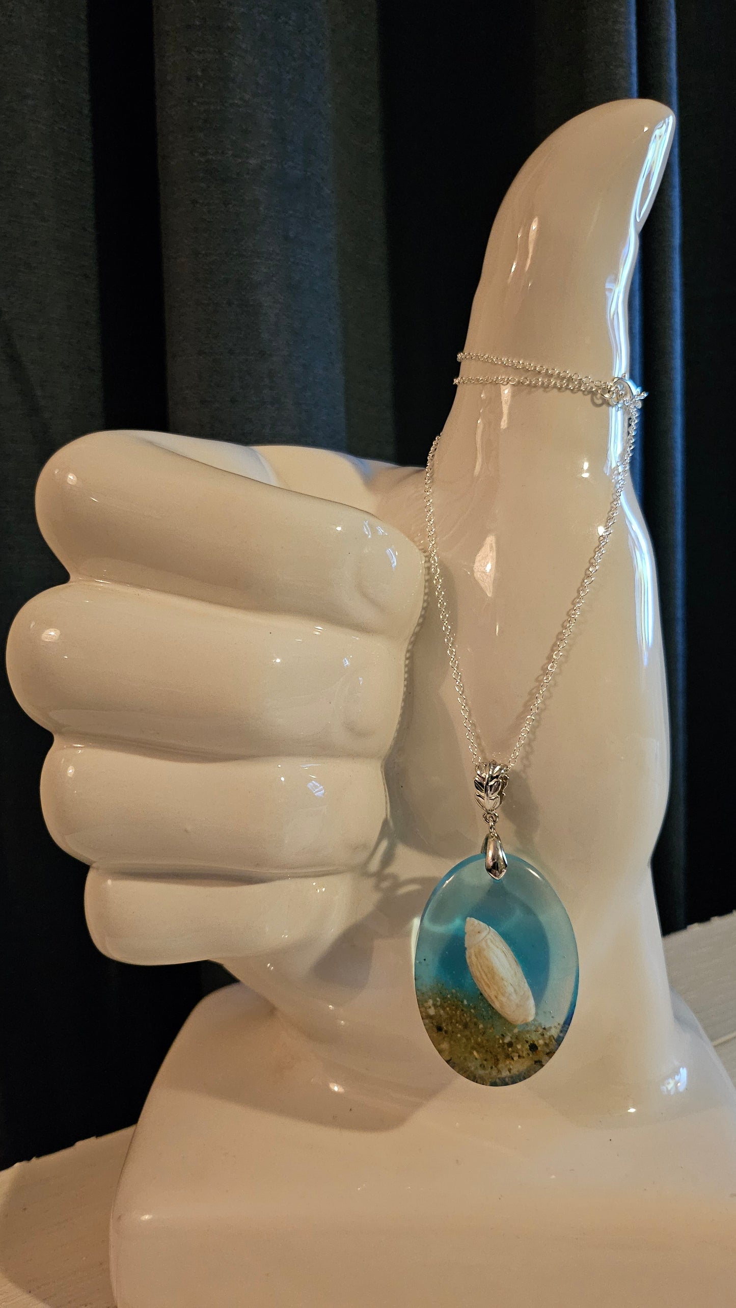 Large Oval Shell Pendant (Handmade with Resin)