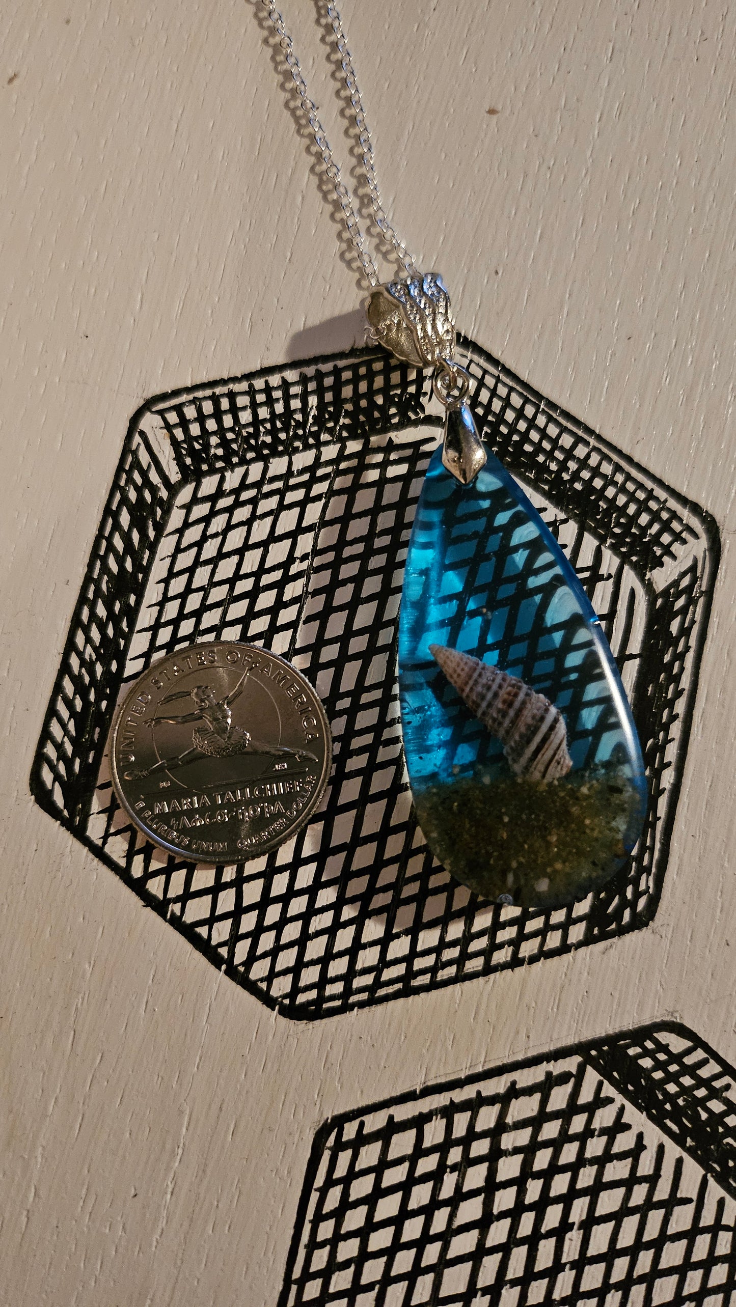 Teardrop Shell Pendant (Handmade with Resin)