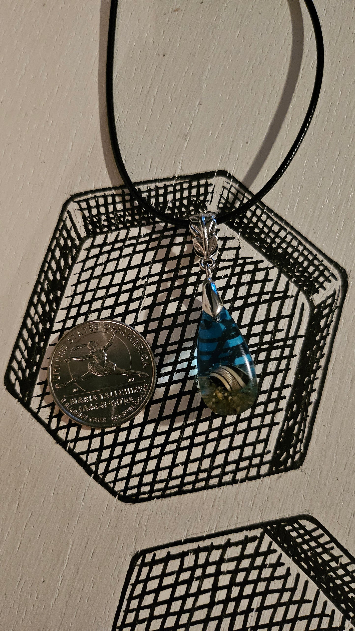 Tiny Teardrop Shell Pendant (Handmade with Resin)