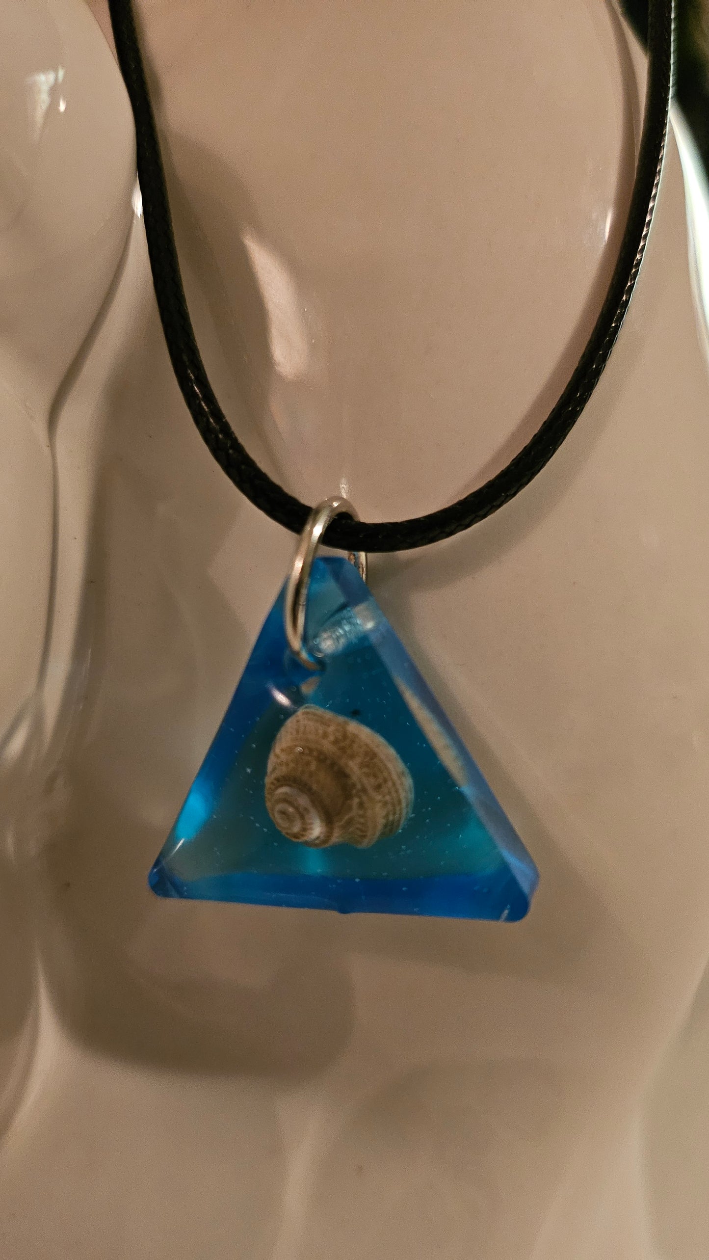 Tiny Triangle Shell Pendant (Handmade with Resin)