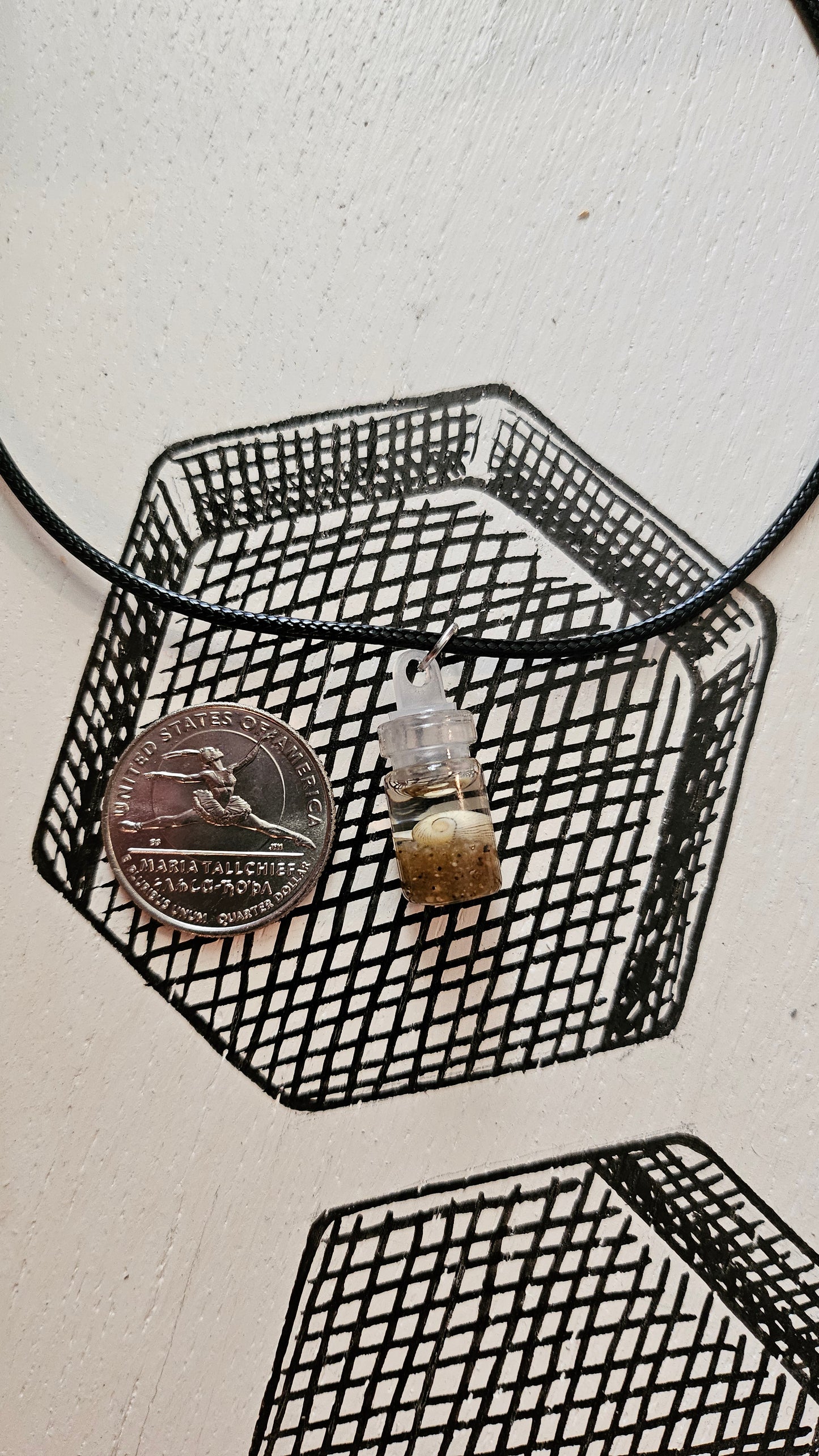 Sea Snail Shell in a Bottle (Handmade Resin Necklace Pendant)