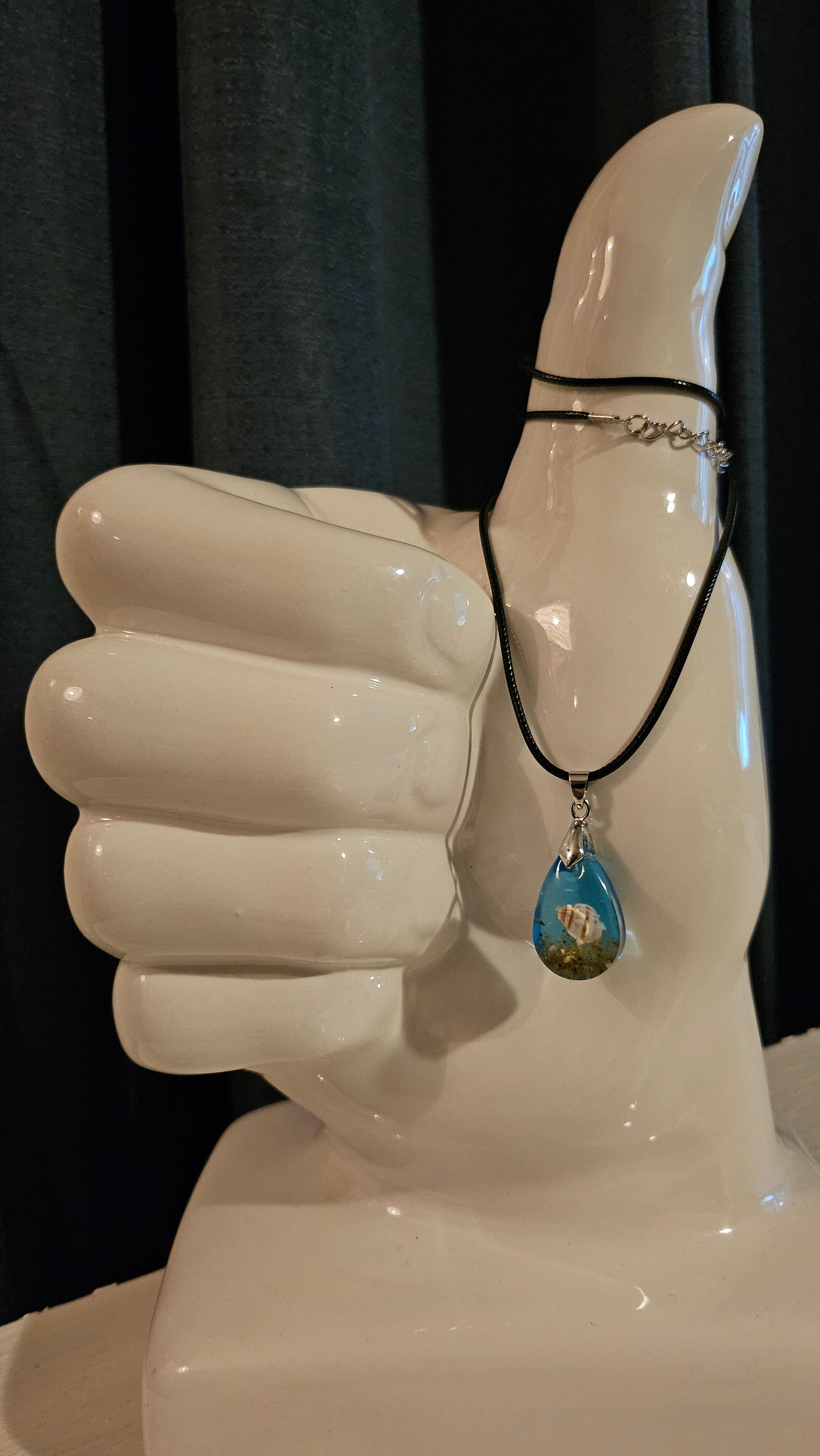 Small Teardrop Shell Pendant (Handmade with Resin)