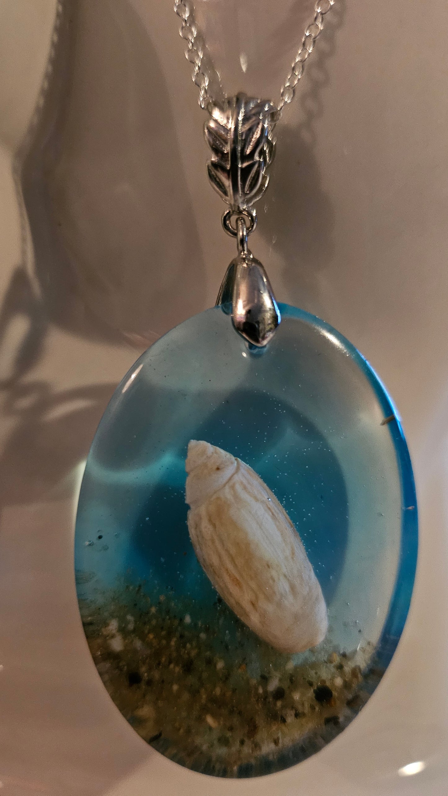 Large Oval Shell Pendant (Handmade with Resin)
