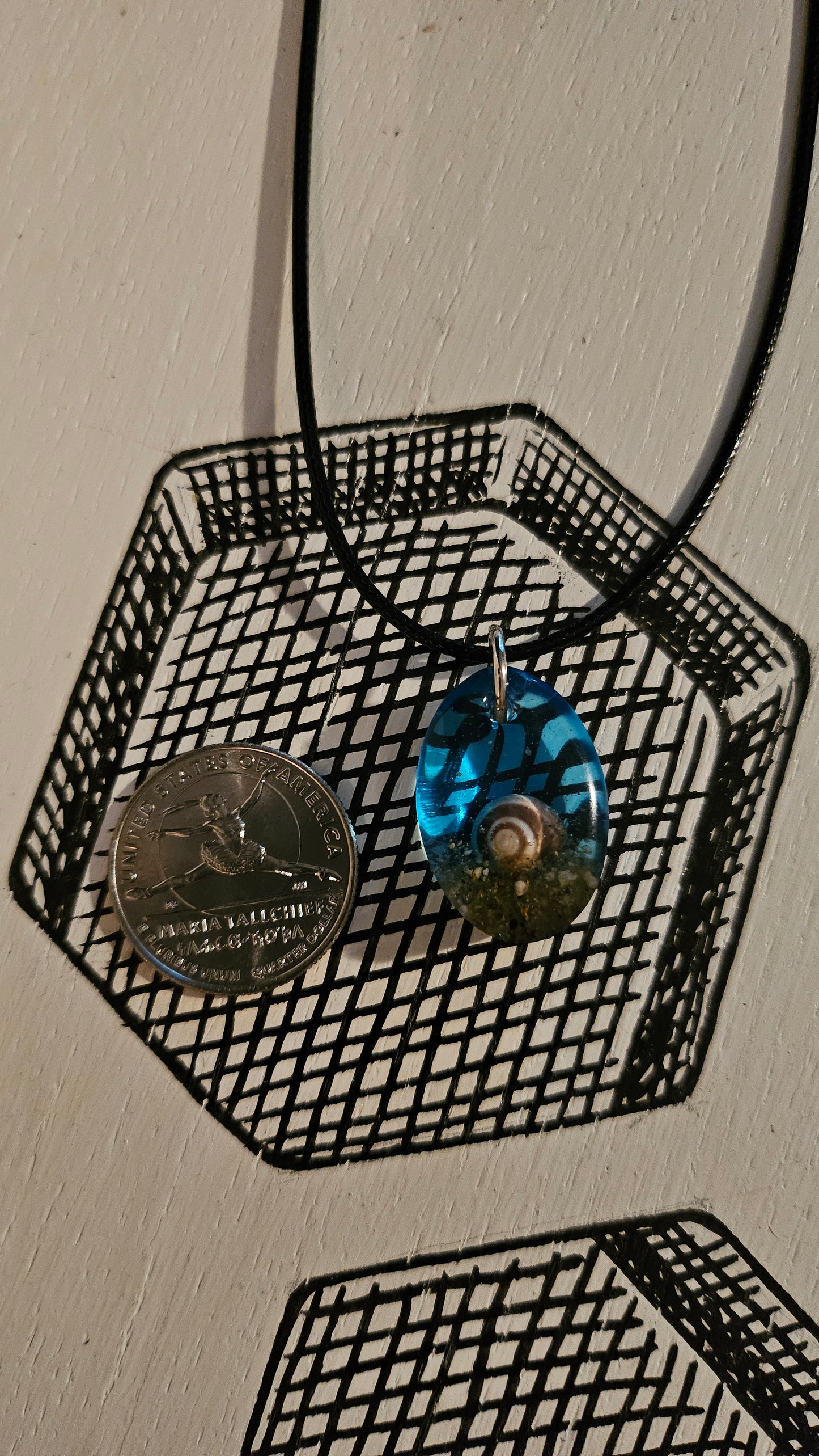 Tiny Oval Pendant (Handmade with Resin)