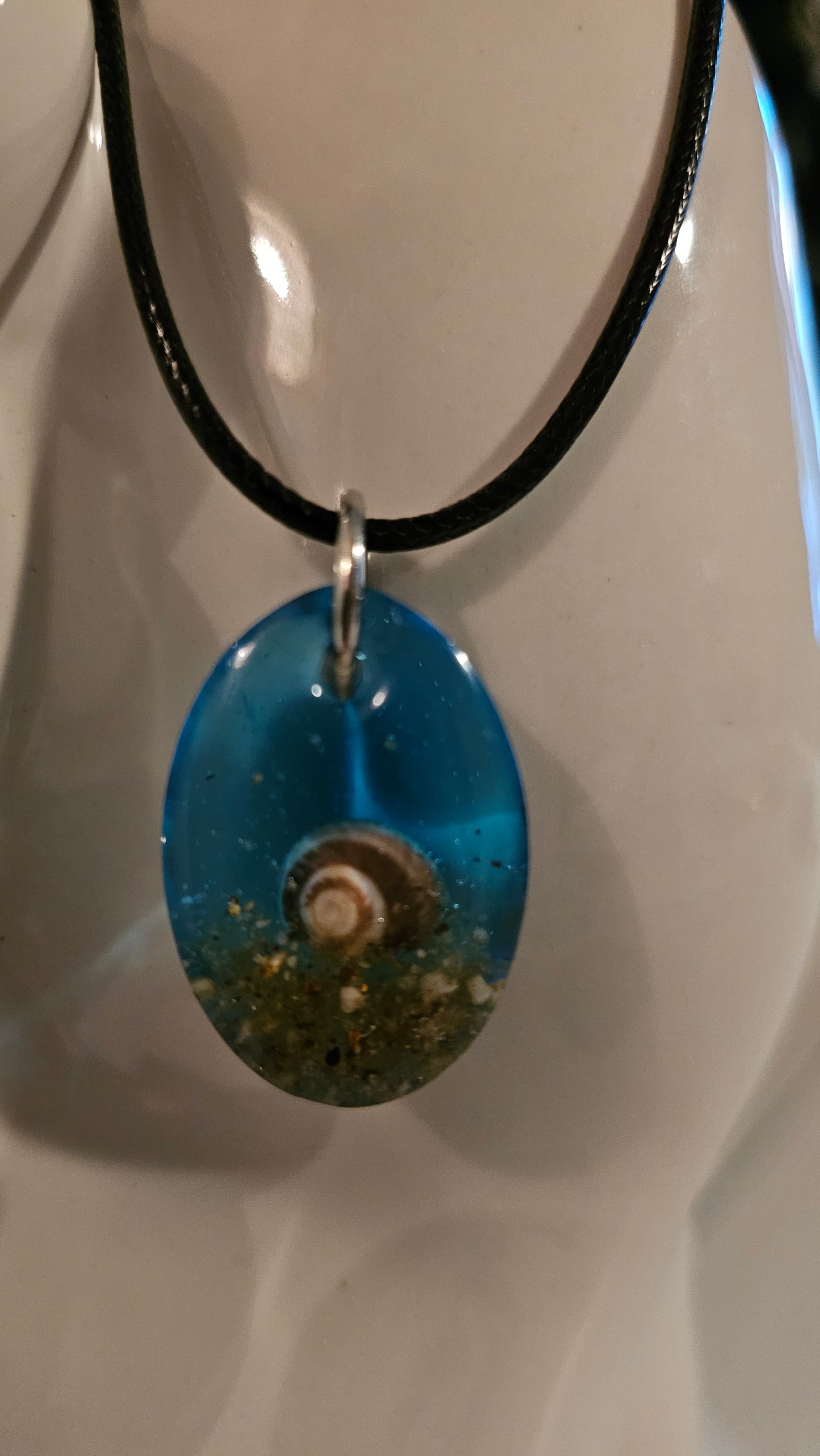 Tiny Oval Pendant (Handmade with Resin)