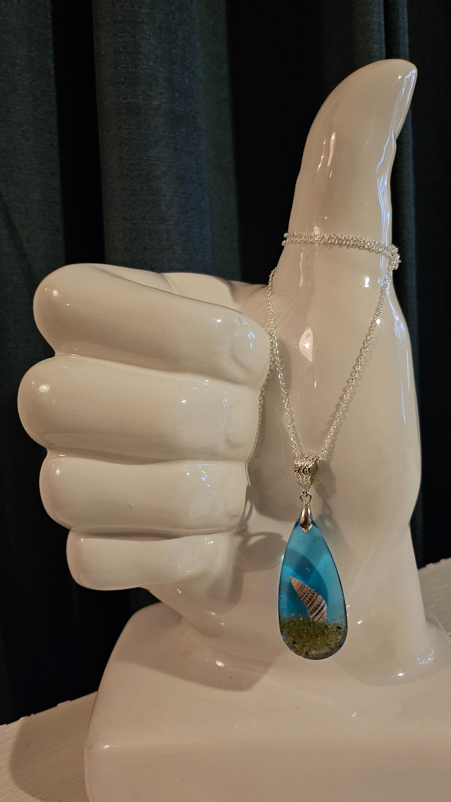 Teardrop Shell Pendant (Handmade with Resin)