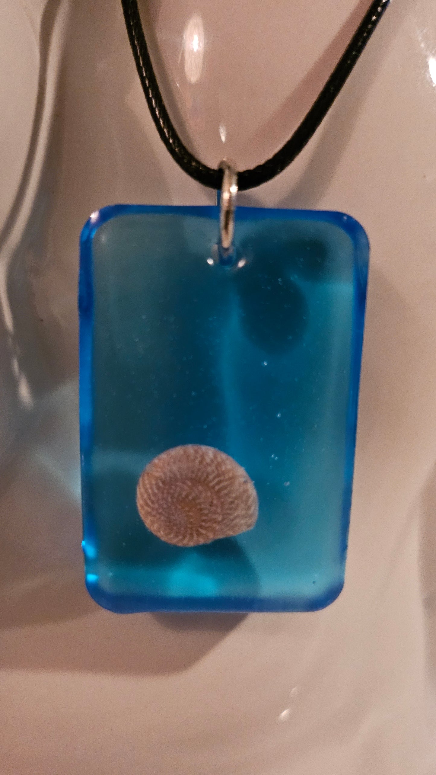 Rectangle Shell Pendant (Handmade with Resin)
