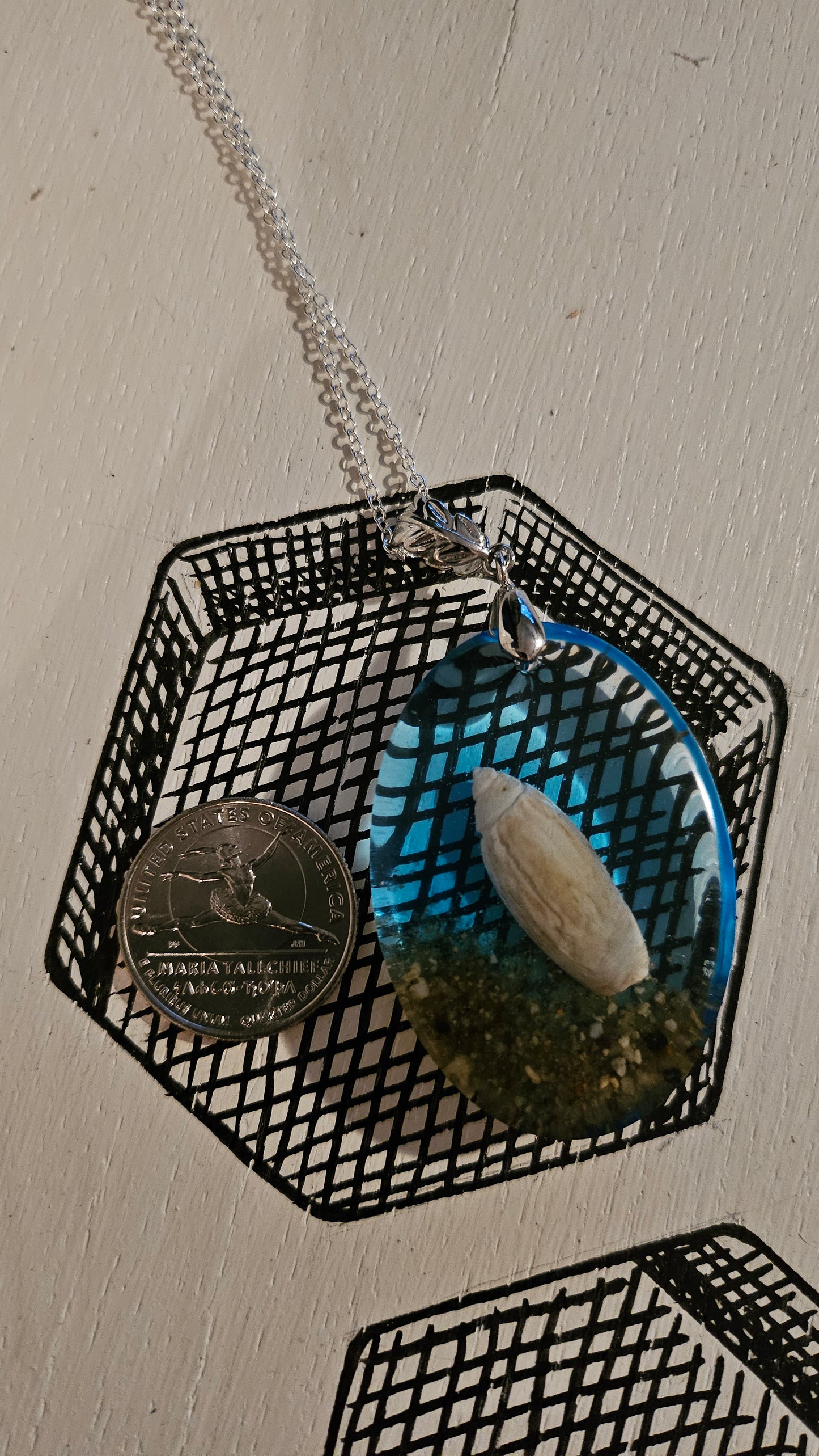 Large Oval Shell Pendant (Handmade with Resin)