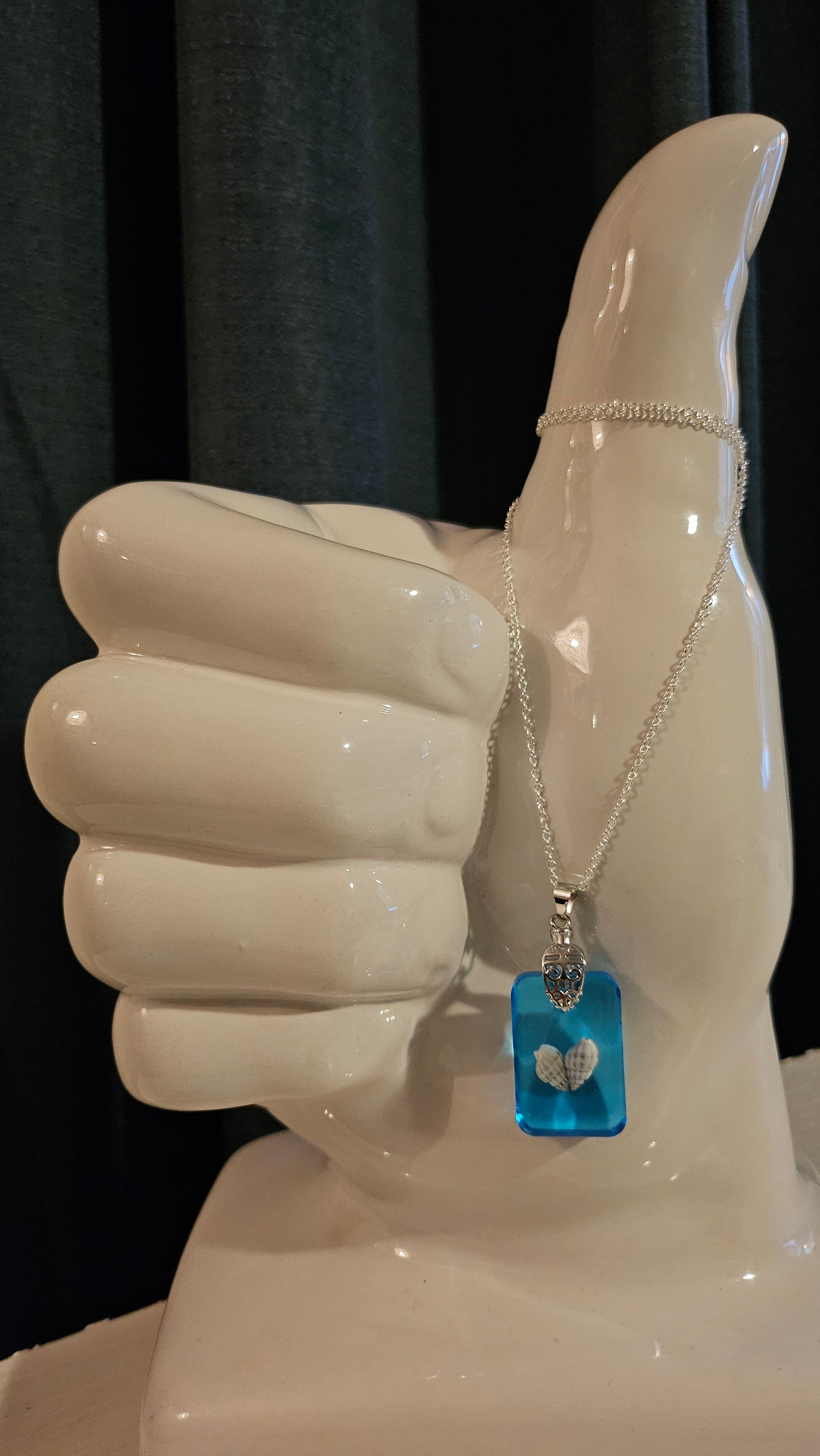 Rectangle Double Shell Pendant (Handmade with Resin)