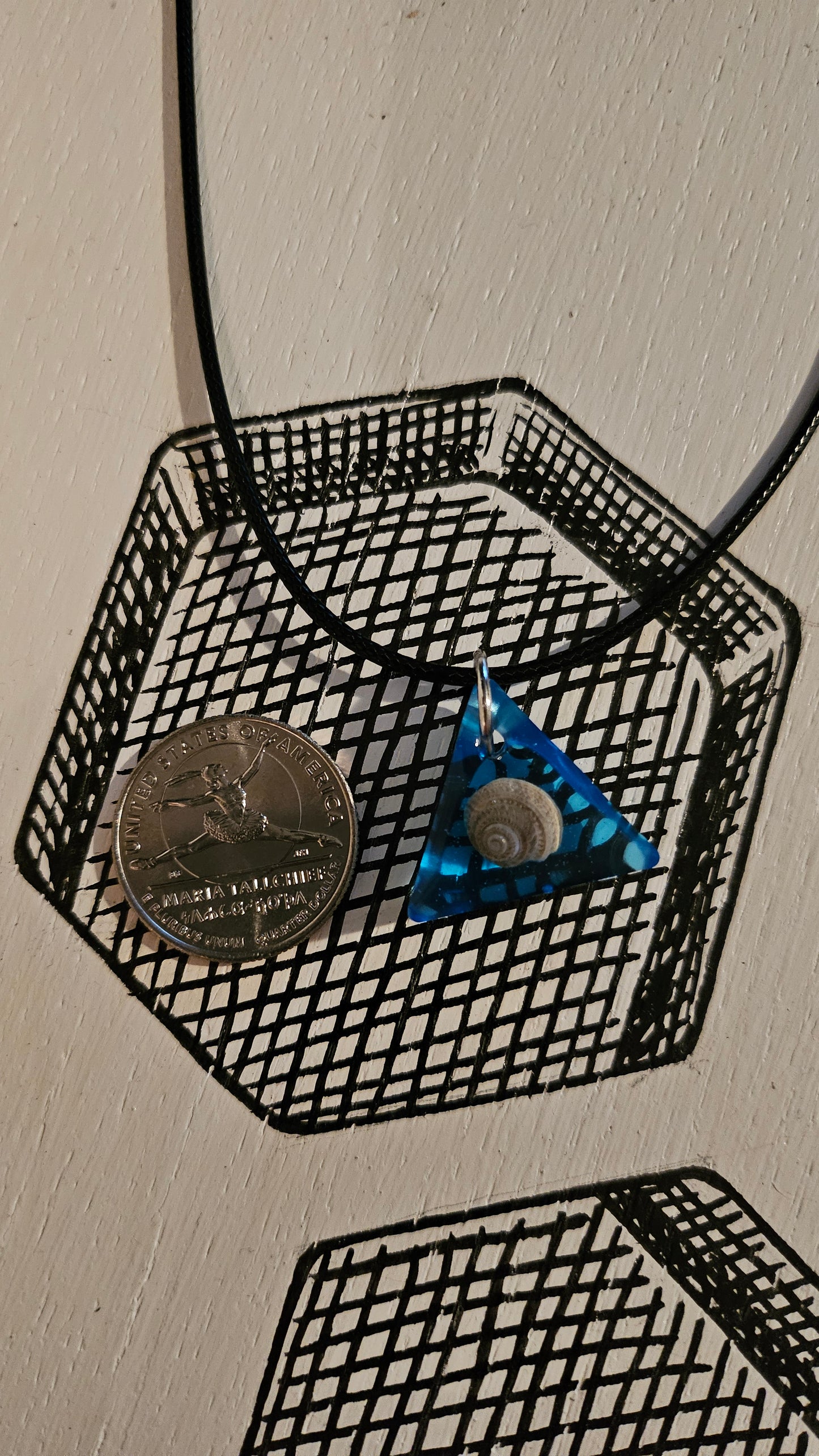 Tiny Triangle Shell Pendant (Handmade with Resin)